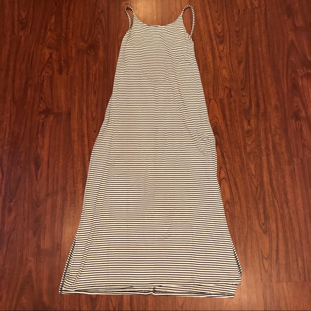 White and Black Striped Maxi Dress